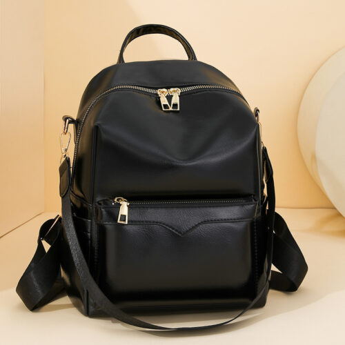 Elegant Solid-Color Womens Backpack For Commuting With Large Capacity